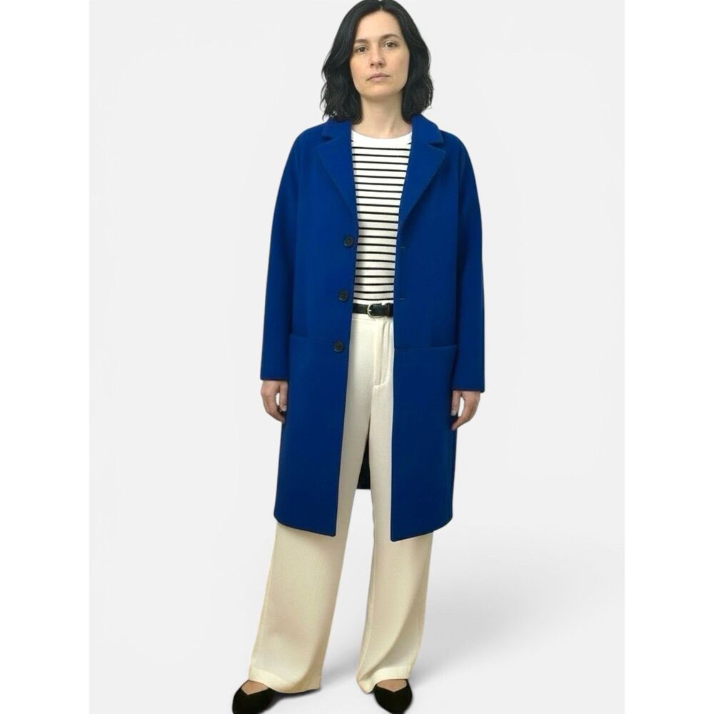 Pure Collection Cobalt Blue Wool Cashmere 3/4 Length Coat Size 6